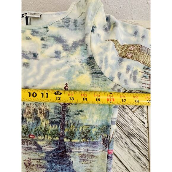 Vtg Y2K Take Two Size Small Retro London Cityscape AOP - Picture 4 of 7
